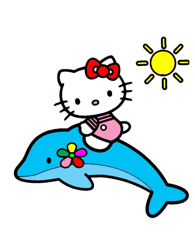 disegno di Hello Kitty sul Delfino a colori