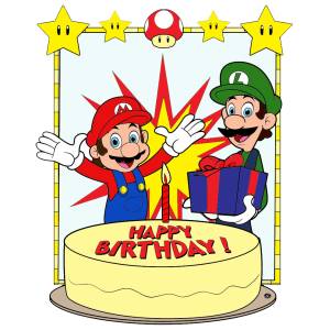 Disegno di Super Mario Buon Compleanno a colori