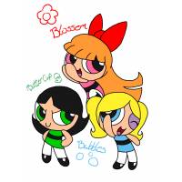 Disegno di Superchicche Powerpuff Girls a colori