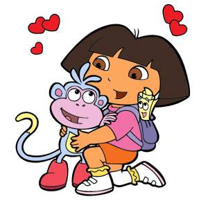 Disegno di Dora con la Scimmietta a colori