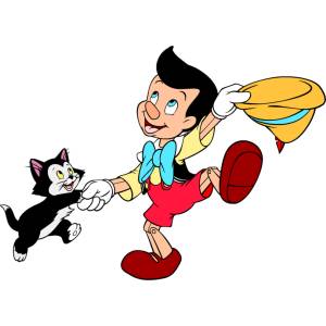 Disegno di Pinocchio e Figaro a colori