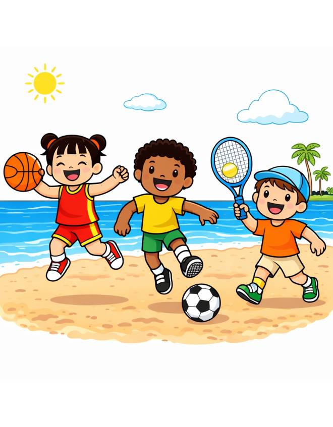disegno di I Bambini e lo Sport a colori