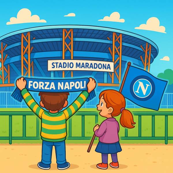 Disegno di Tifosi allo Stadio Maradona Napoli a colori