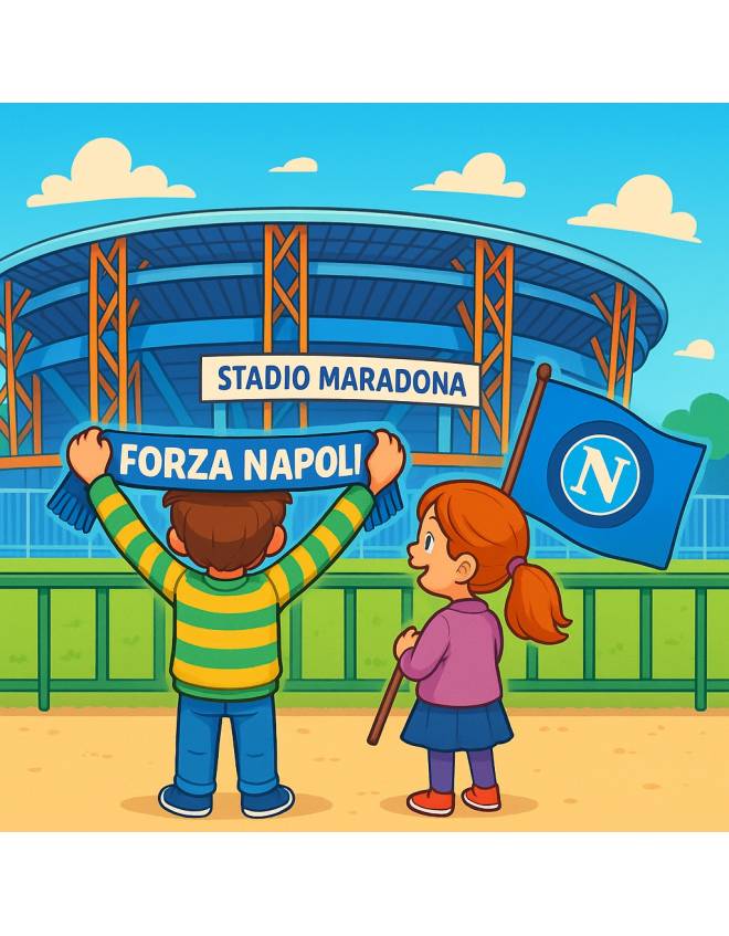 disegno di Tifosi allo Stadio Maradona Napoli a colori