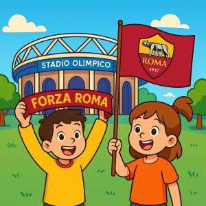 disegno di Tifosi allo Stadio Olimpico Roma a colori