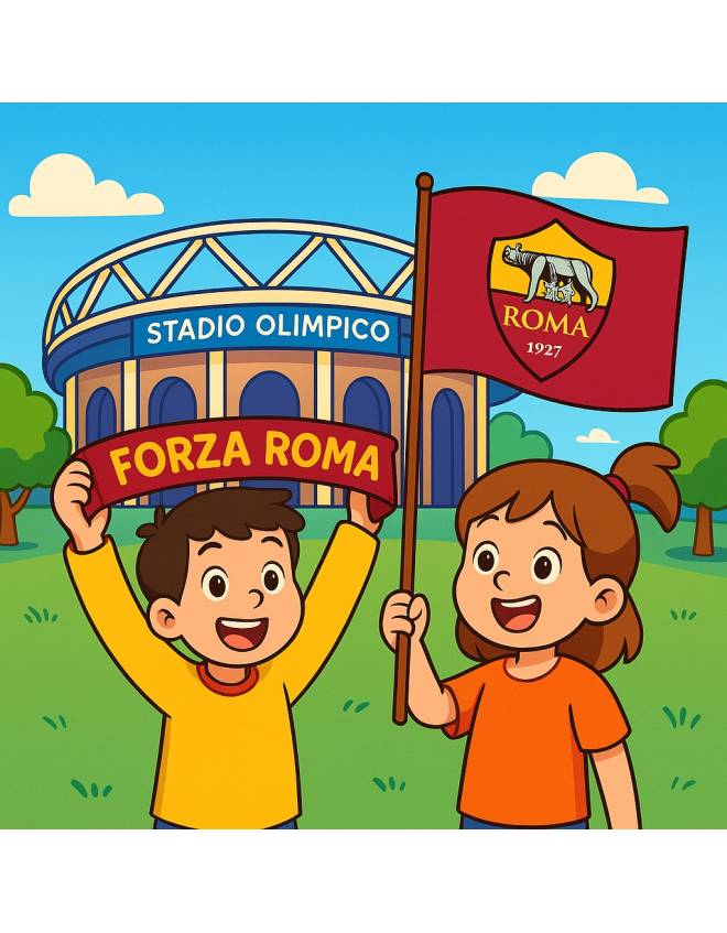 disegno di Tifosi allo Stadio Olimpico Roma a colori