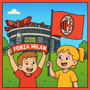 disegno di Tifosi allo Stadio San Siro Meazza Milan a colori