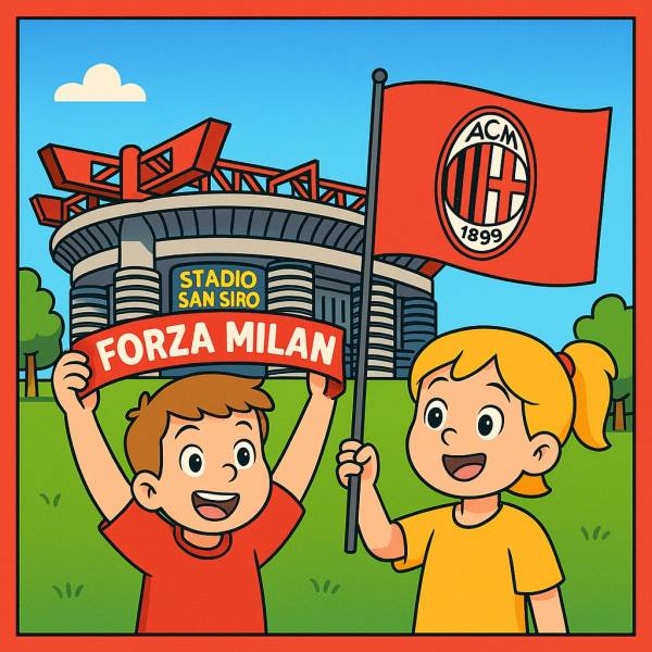 Disegno di Tifosi allo Stadio San Siro Meazza Milan a colori