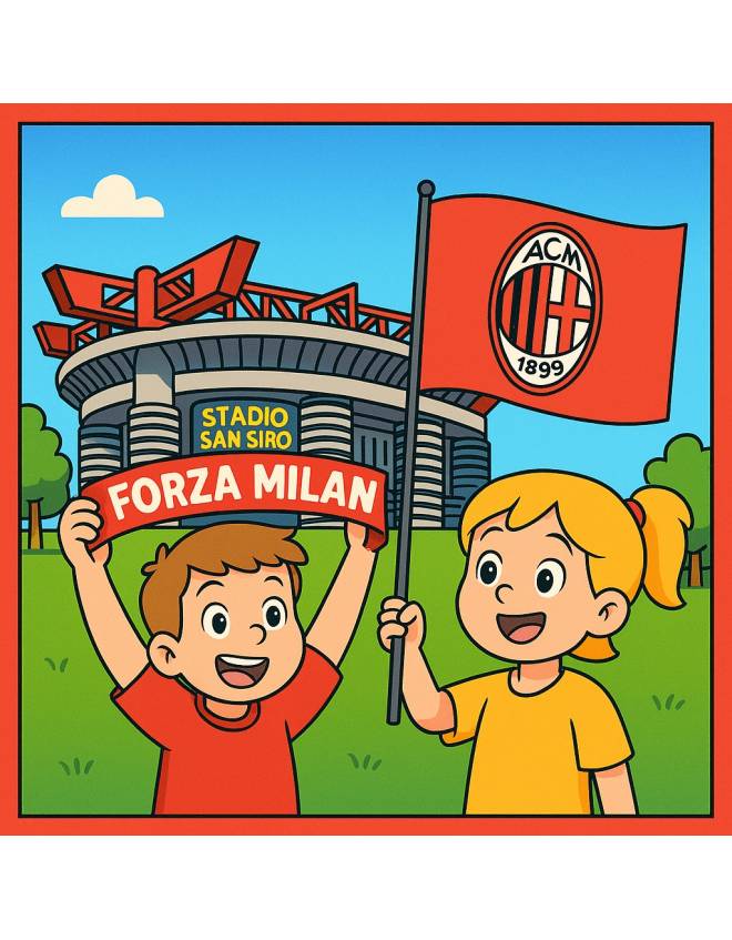 disegno di Tifosi allo Stadio San Siro Meazza Milan a colori