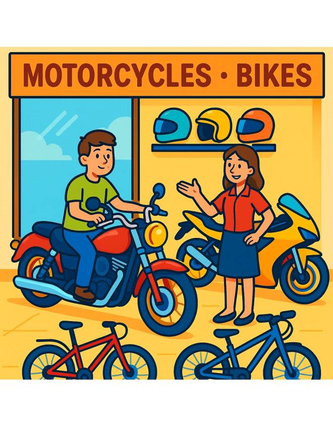 disegno di Concessionaria di Moto e Bici  a colori