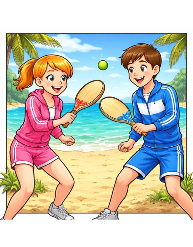 disegno di Coppia con Racchette che Gioca a colori