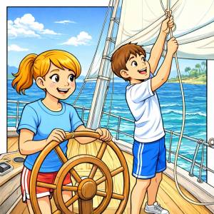 Disegno di Coppia in Barca a Vela  a colori