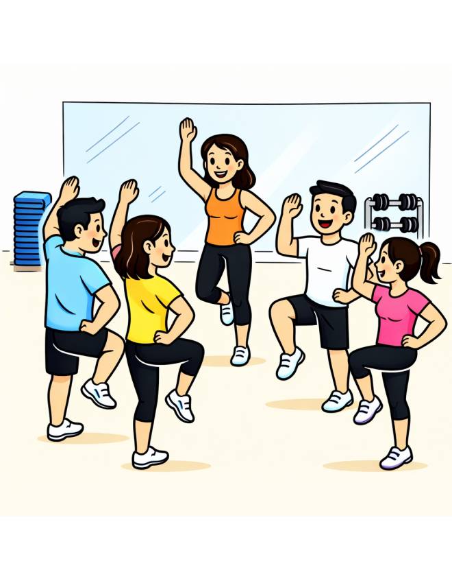 disegno di Corso di Aerobica a colori