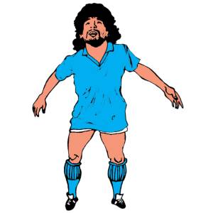 Disegno di Diego Armando Maradona a colori
