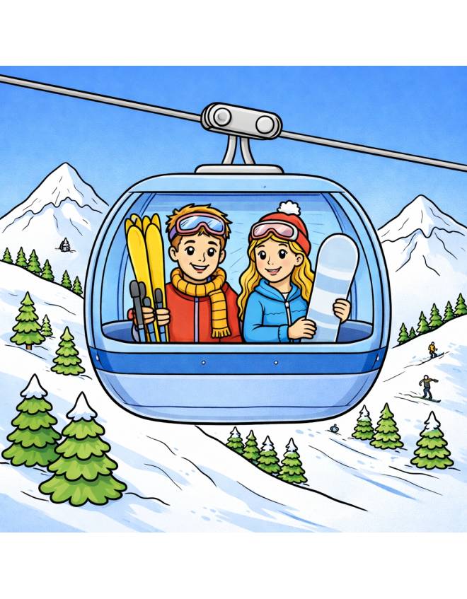 disegno di Funivia per Sciatori a colori
