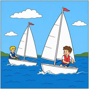 Disegno di Gara di Barche a Vela  a colori