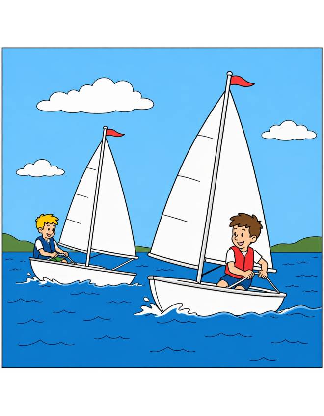 disegno di Gara di Barche a Vela  a colori