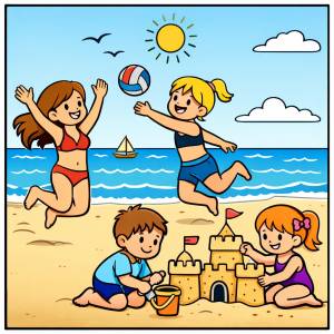 disegno di Giochi in Spiaggia  a colori