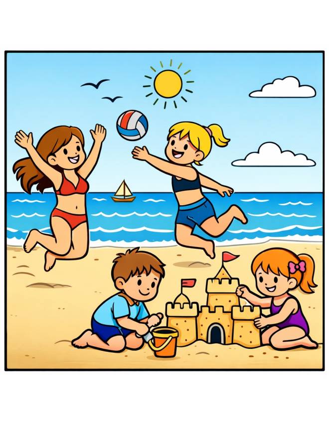 disegno di Giochi in Spiaggia  a colori
