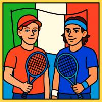 disegno di Jannik Sinner e Lorenzo Musetti  a colori