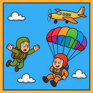 Disegno di Lancio con Paracadute  a colori