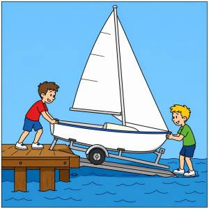 Disegno di Messa in Acqua Barca a Vela a colori