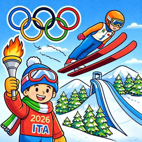 Disegno di Olimpiadi invernali Cortina Milano 2026 a colori