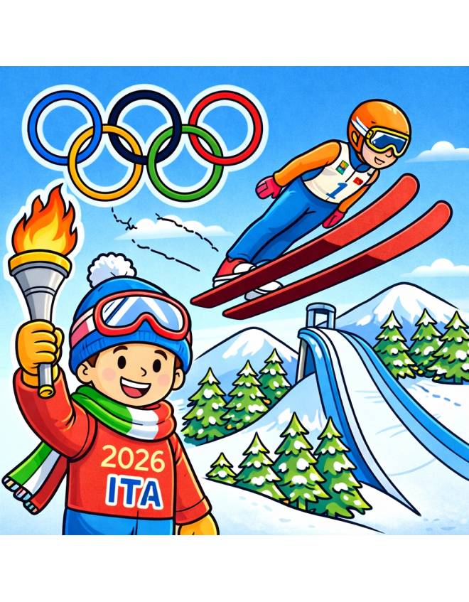 disegno di Olimpiadi invernali Cortina Milano 2026 a colori