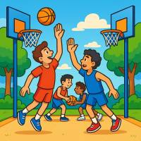 Disegno di Partita di Basket  a colori