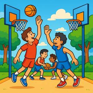 Disegno di Partita di Basket a colori