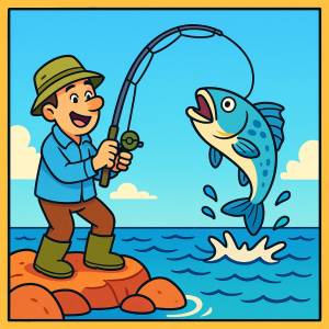 Disegno di A Pesca con la Canna a colori