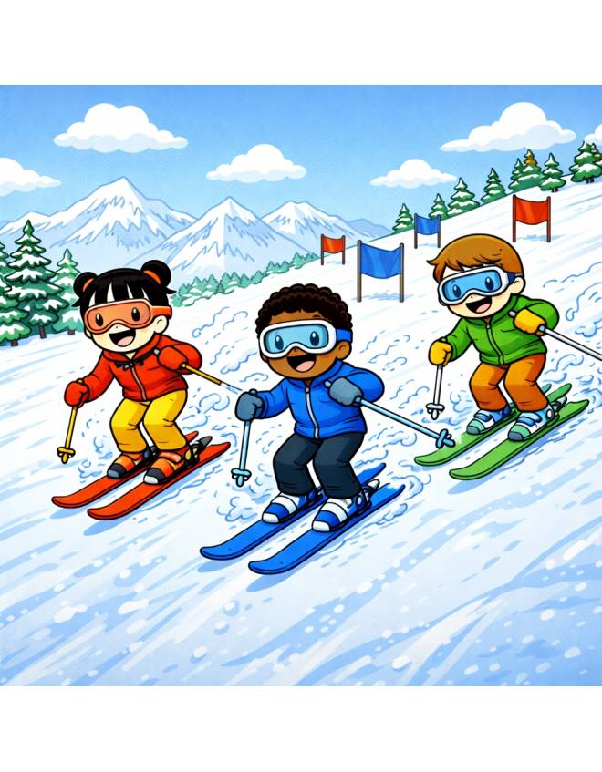 disegno di Piccoli Sciatori a colori