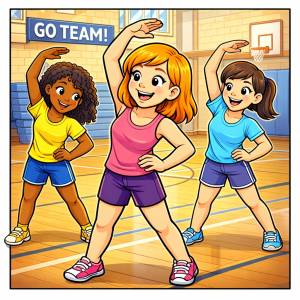 Disegno di Ragazze che Fanno Ginnastica a colori