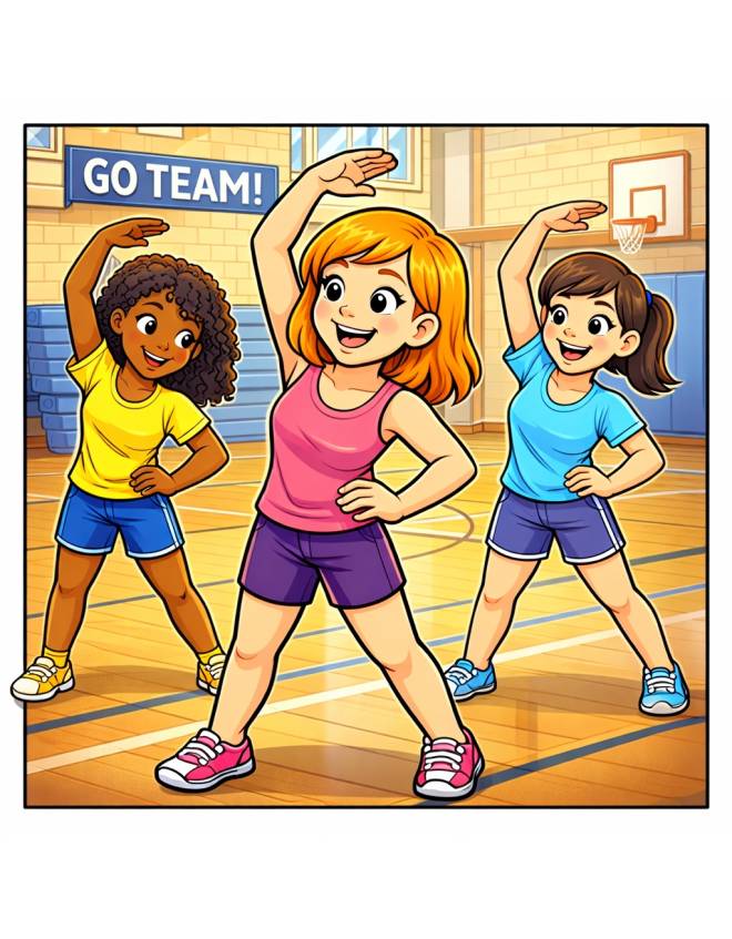 disegno di Ragazze che Fanno Ginnastica a colori