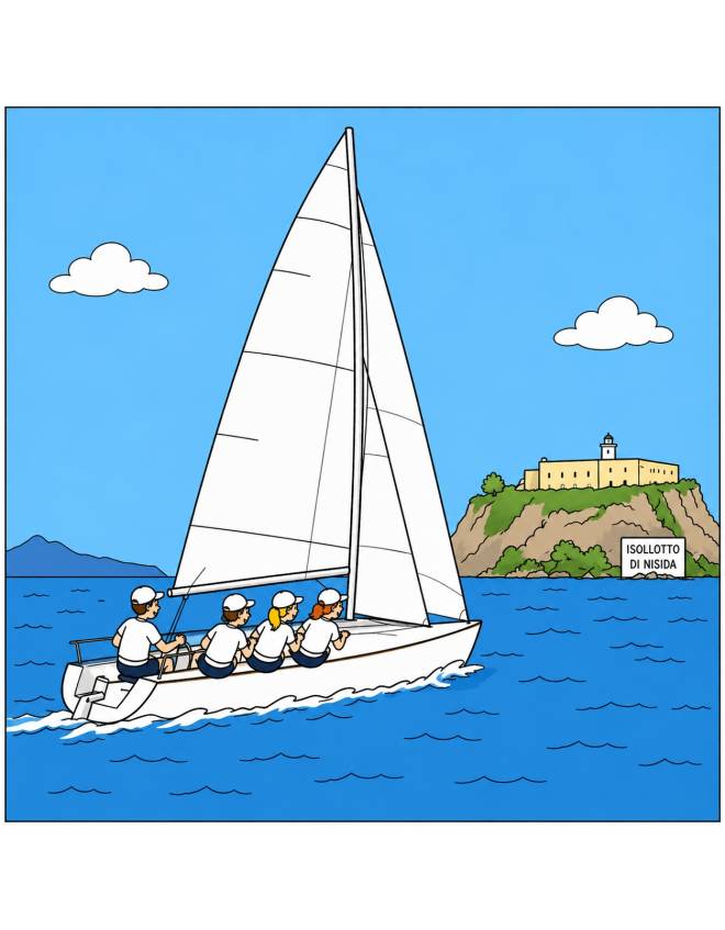 disegno di Regata a Napoli a colori