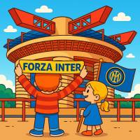disegno di Tifosi allo Stadio Meazza San Siro Inter a colori