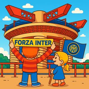 Disegno di Tifosi allo Stadio Meazza San Siro Inter a colori