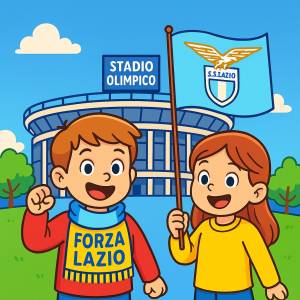 Disegno di Tifosi della Lazio allo Stadio Olimpico a colori