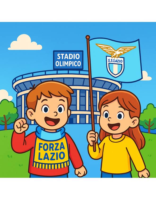 disegno di Tifosi della Lazio allo Stadio Olimpico a colori