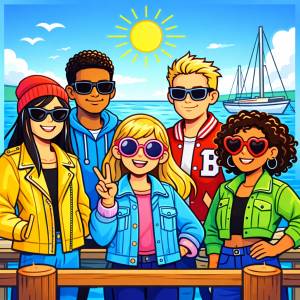 Disegno di Ragazzi con Occhiali da Sole a colori