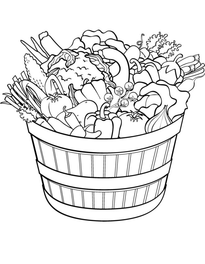 disegno di Cesto di Ortaggi e Verdure da colorare