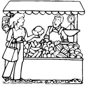 disegno di Banco di Frutta da colorare