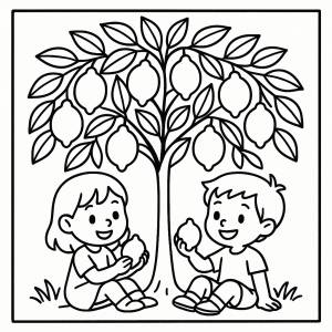 Disegno di Albero di Limoni da colorare