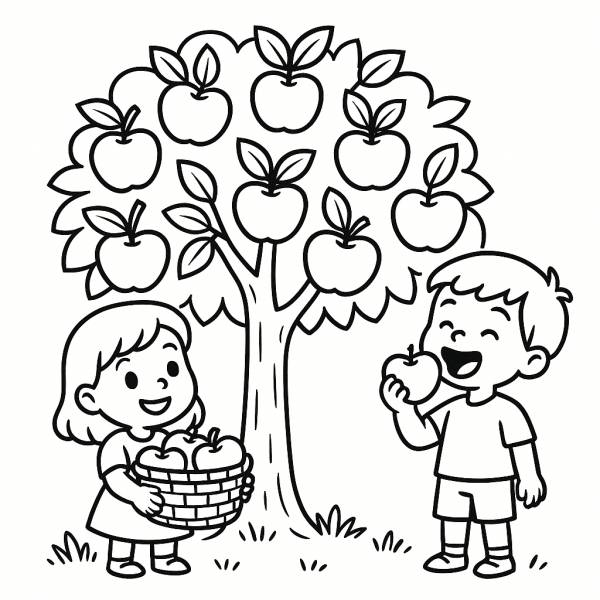 Disegno di L' Albero delle Mele da colorare
