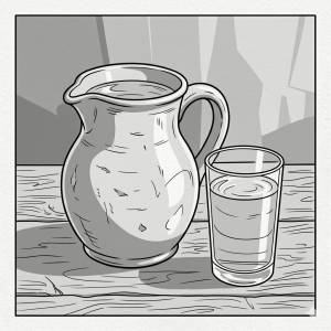 Disegno di Brocca con Bicchiere di Acqua  da colorare