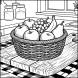 Disegno di Cesto di Frutta sulla Tavola da colorare