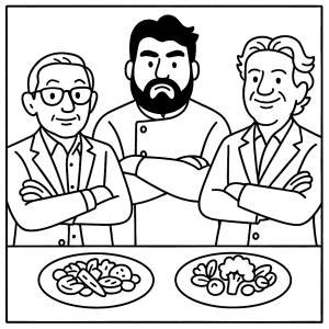 Disegno di Piatti Vegetariani e Chef Famosi da colorare