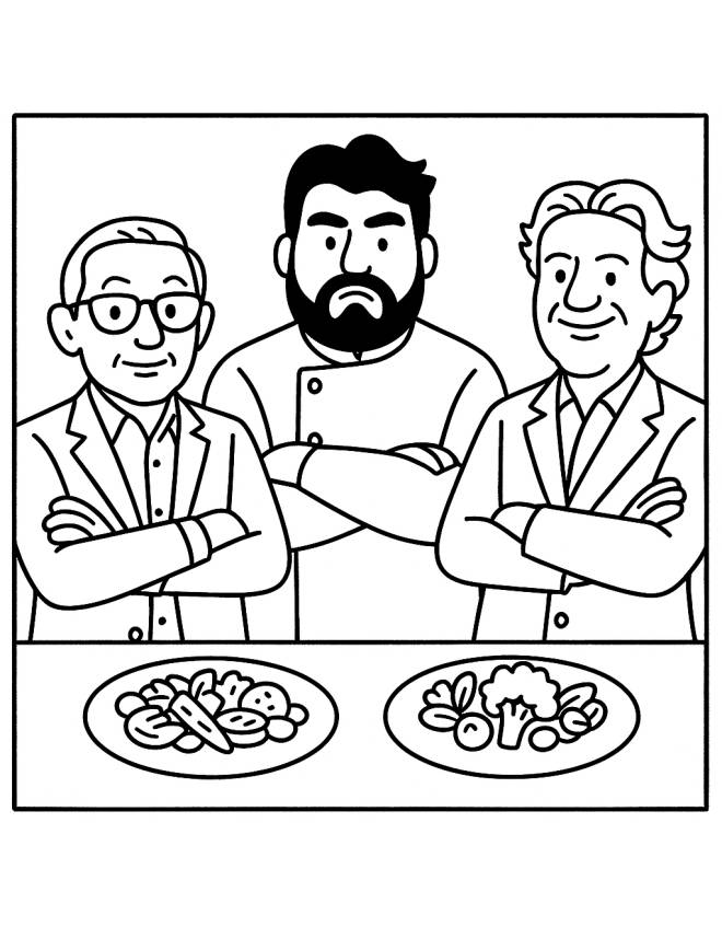 disegno di Piatti Vegetariani e Chef Famosi da colorare