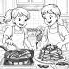 Disegno di Coppia che Cucina dei Pancake da colorare