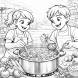 Disegno di Coppia che Cucina un Minestrone da colorare